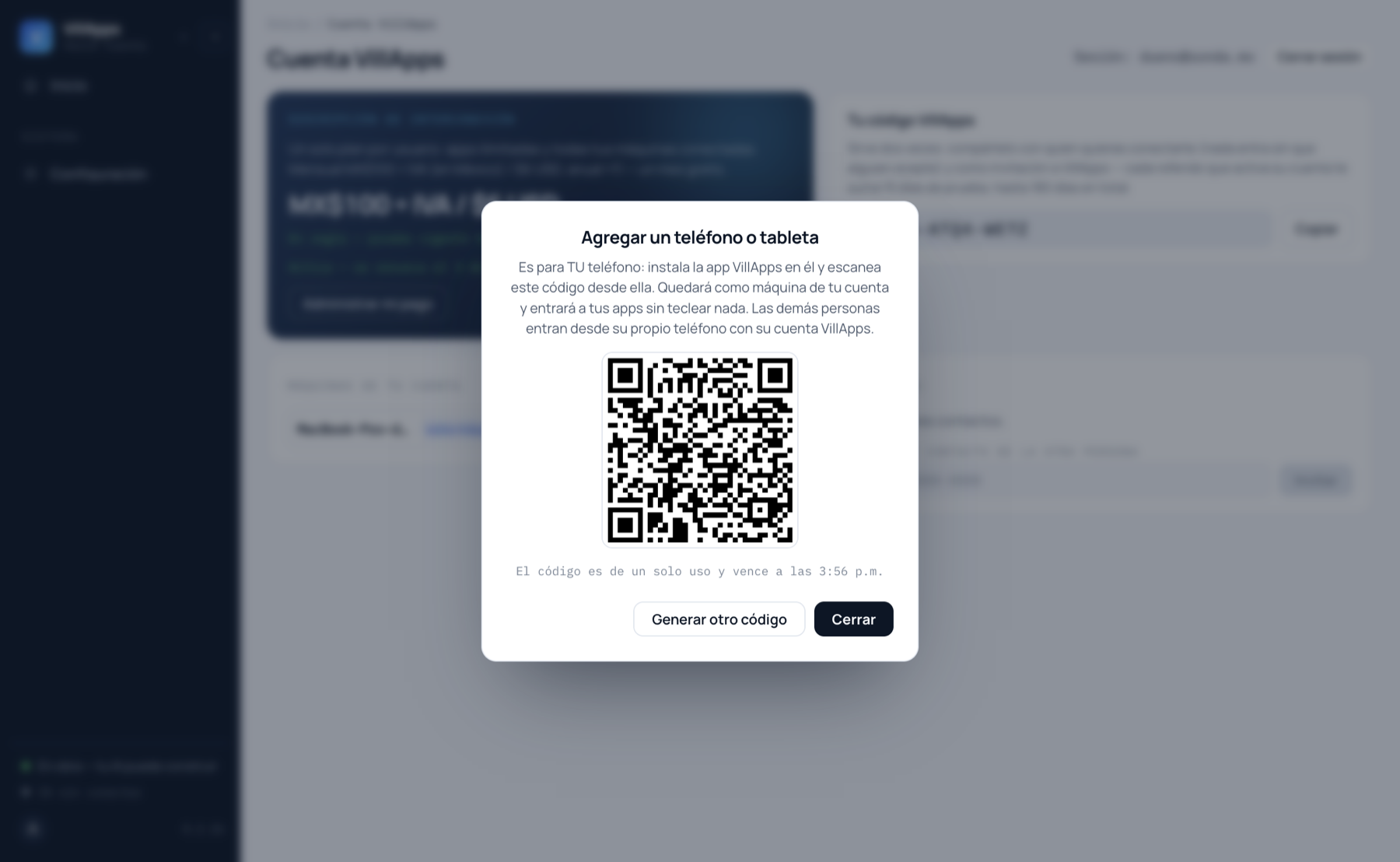 Agregar un teléfono por código QR
