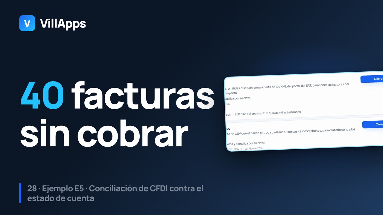 Miniatura del video 28: Conciliación bancaria contra tus facturas: 40 sin cobrar